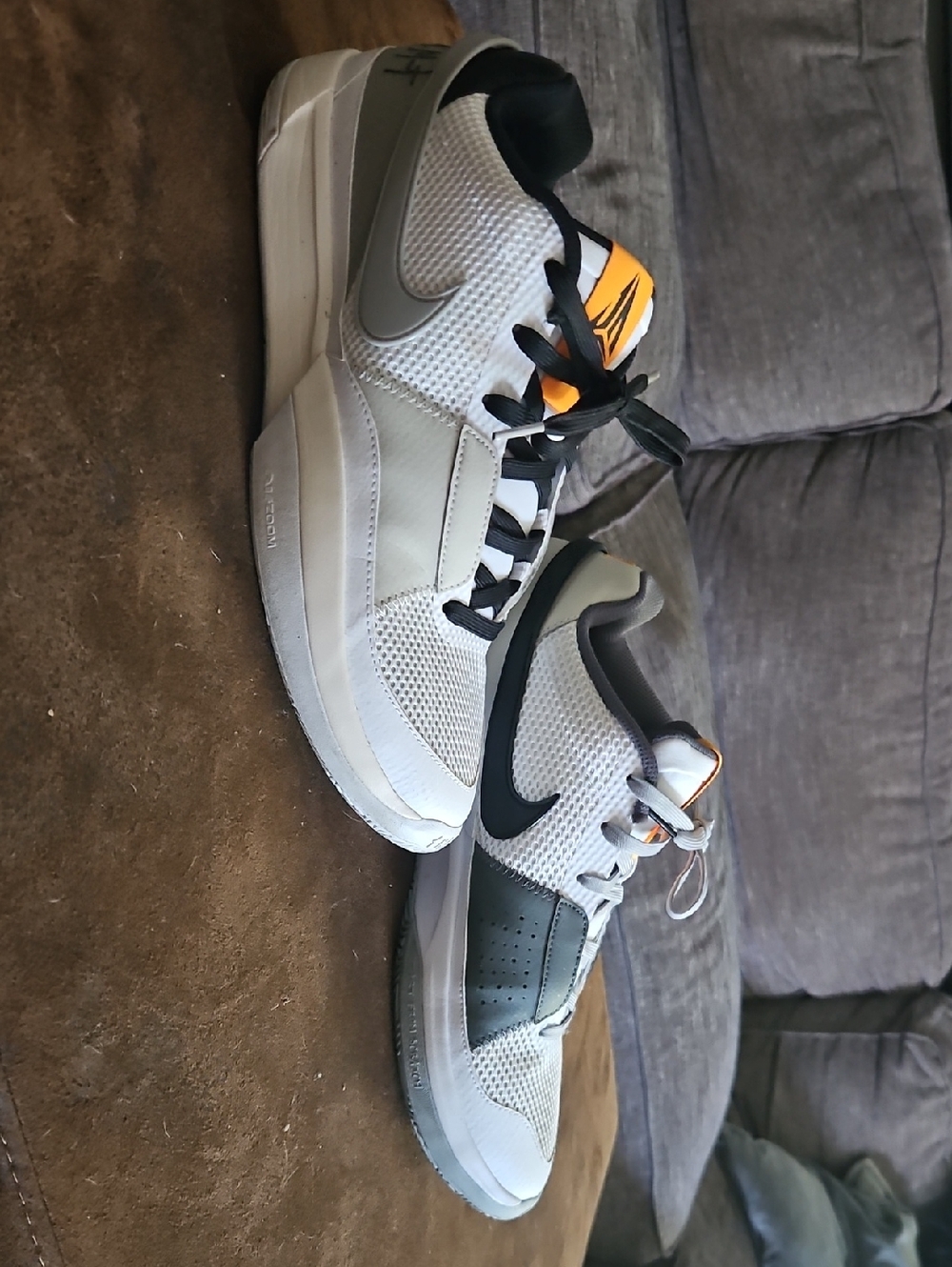 Nike White, Black & Orange Low-Top Basketball Sneakers